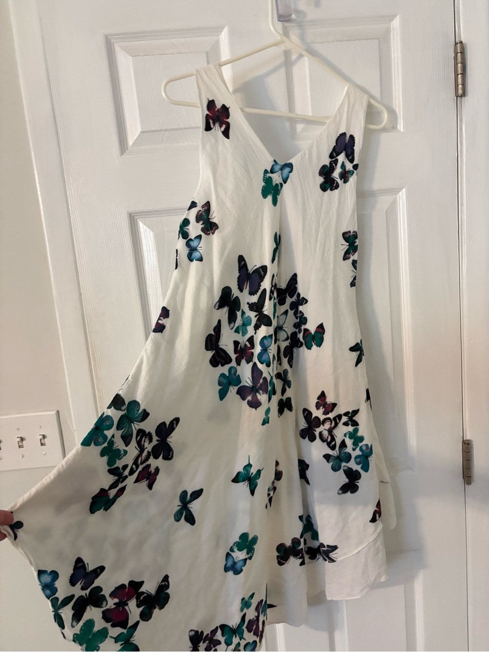 Butterfly Print Handkerchief Hem Swing Dress - Picture 3 of 6